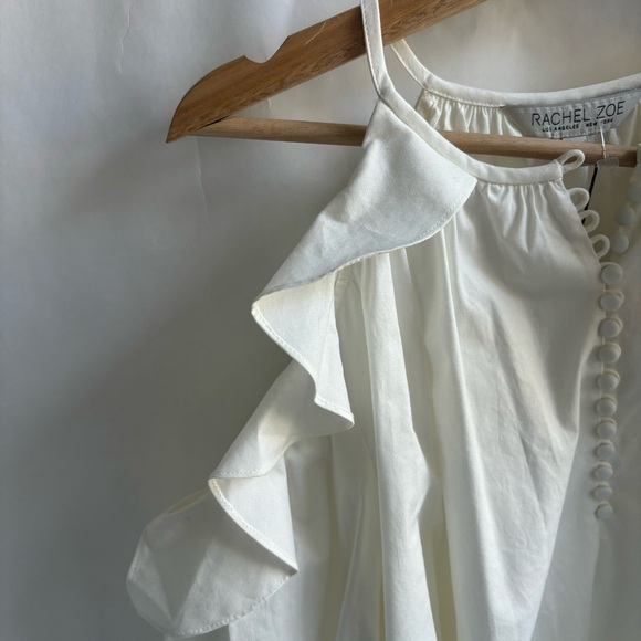 Rachel Zoe Alea Cold Shoulder Ruffle Open Shoulder Blouse Off White Plus Size 2 - Picture 7 of 16